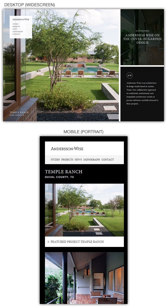 Responsive web design example: Andersson-Wise Architects