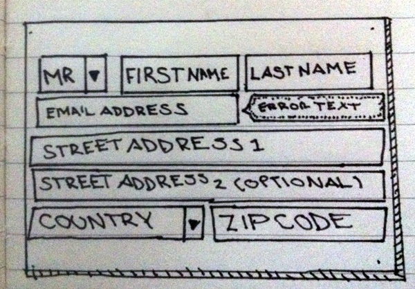 Second paper sketch of a web form.