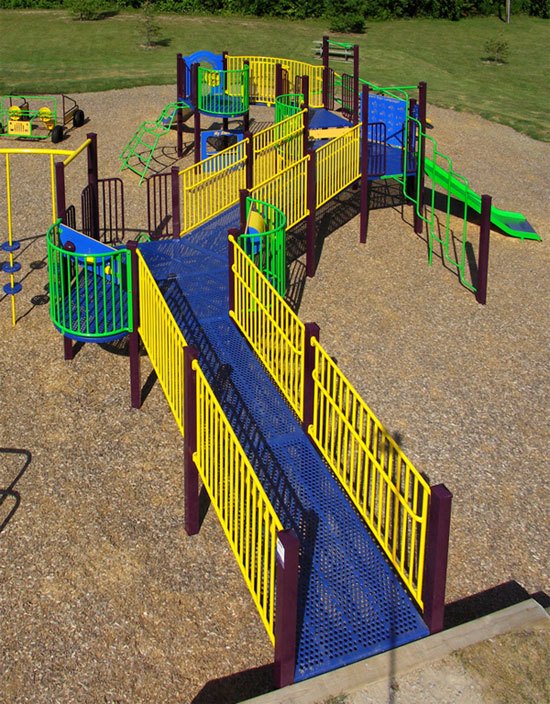 Photo of an accessible playground equipment.