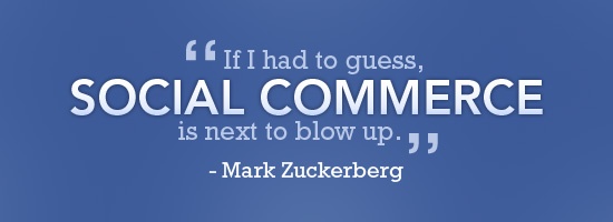 A quote on a blue background saying, 'If I had to guess, SOCIAL COMMERCE is next to blow up. - Mark Zuckerberg'