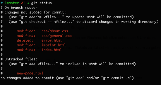 Git output example