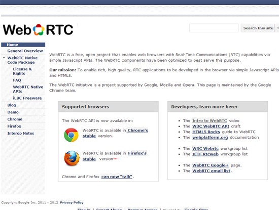 WebRTC's website