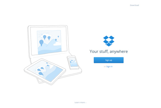 0382 03 minimalist landing page example dropbox