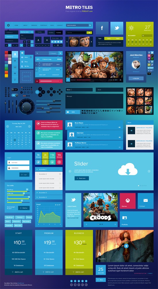 Free Download: Metro Tiles UI Kit (PSD) - Full Preview