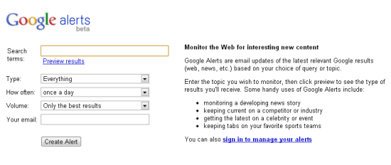 Set Up Google Alerts to Monitor Mentions