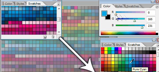 Using Palettes in Photoshop - screen shot.