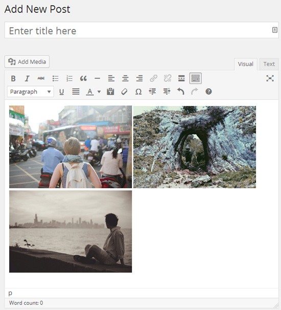 Image grid preview in visual editor