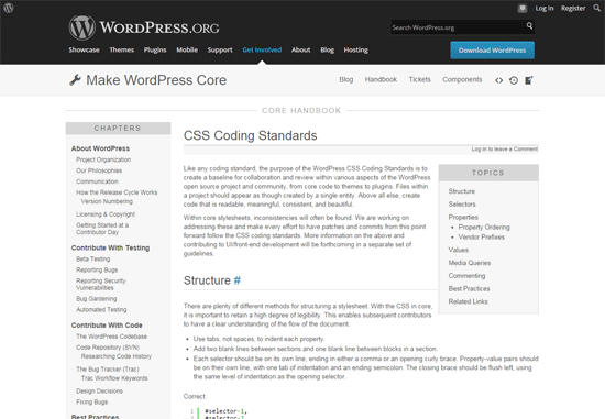 WordPress CSS Coding Standards