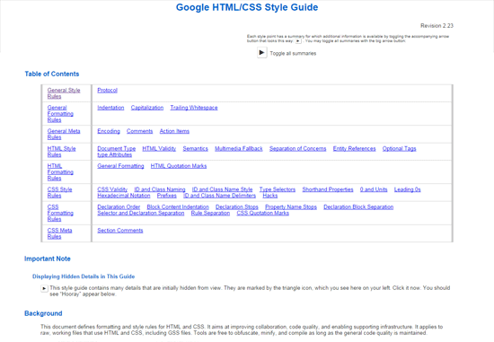 Google HTML/CSS Style Guide
