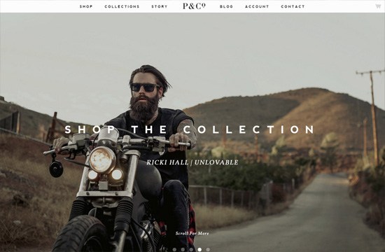 Example of a website with a large background image: P&Co