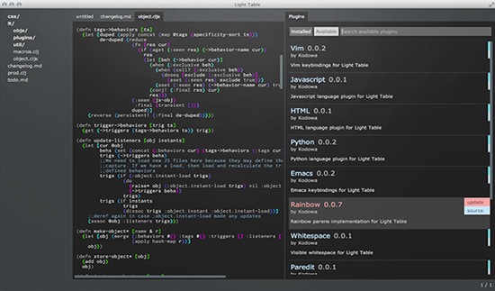 The code editor