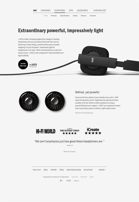 Product page design: Jays