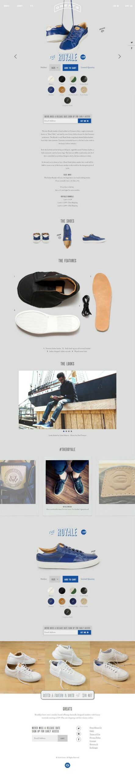 Product page design: Greats