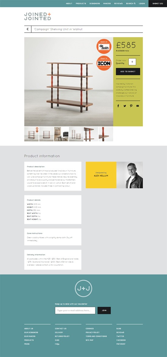 Product page design: Joined + Jointed