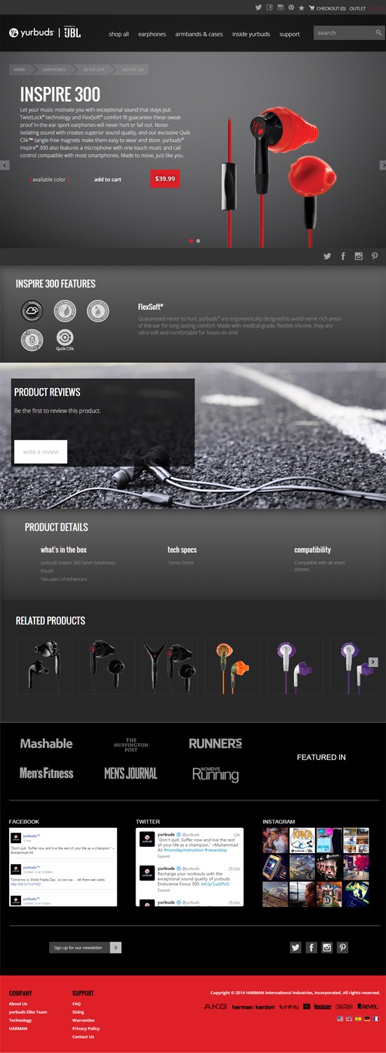 Product page design: yurbuds