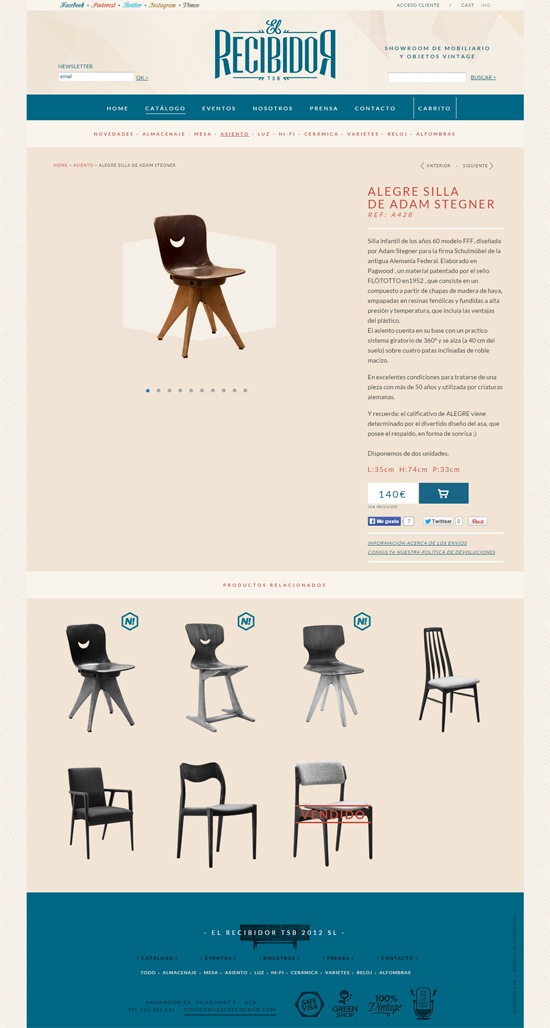 Product page design: El Recibidor