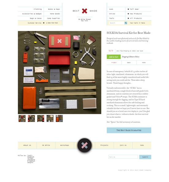 Product page design: Best Made Company