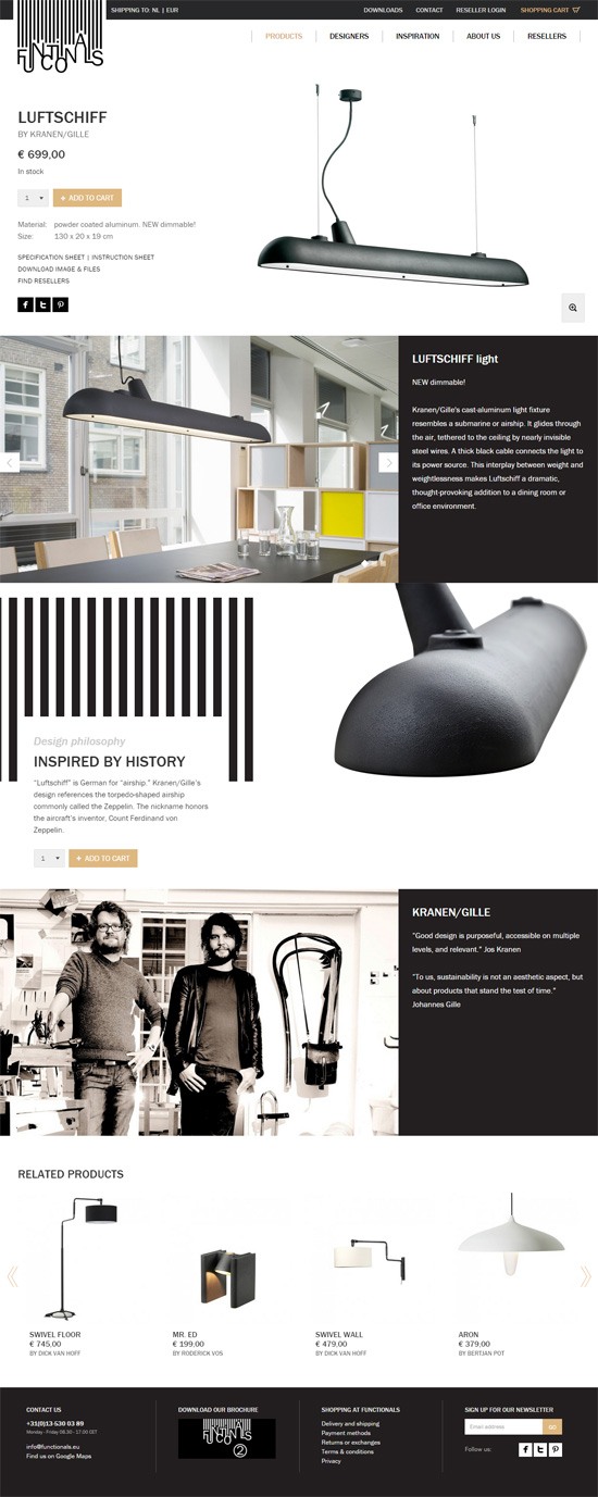 Product page design: Functionals