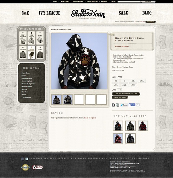 Product page design: Stall & Dean
