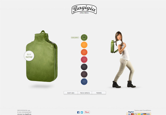 Product page design: Bagigia