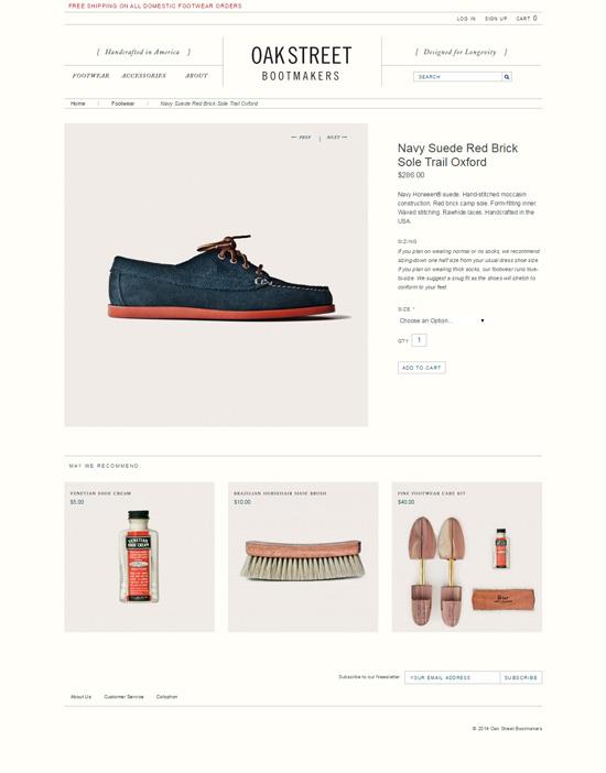 Product page design: Oak Street Bootmakers