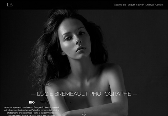 Dark web design: Lucie Brémeault Photographe