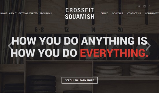 Ghost button example: CrossFit Squamish