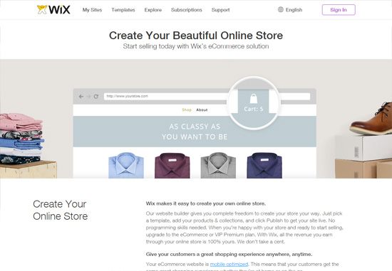 Wix Online Store Builder