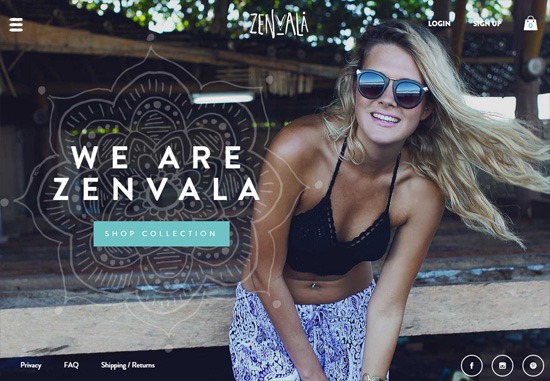 Example of a full-screen background image: Zenvala