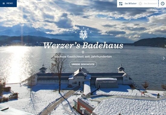 Example of a full-screen background image: Werzer's Badehaus