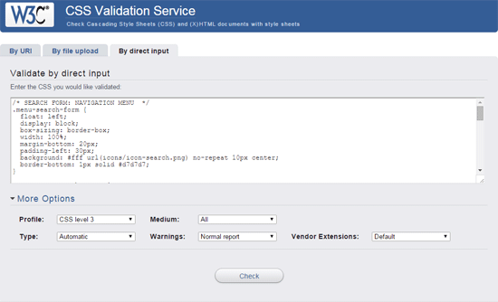 W3C CSS Validation Service checks your CSS for compliance to W3C standards