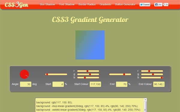 CSS3Gen Gradient Generator