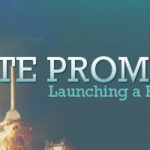 Banner with the text 'WEBSITE PROMOTION - Launching a Blog Effectively' over an image of a space shuttle during liftoff.