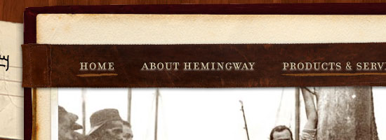 The Ernest Hemingway Collection navigation menu screen shot.