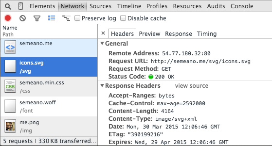 Cache-control for SVG file