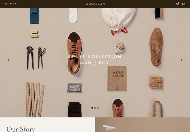 Earth-toned web design: Wolf & Son