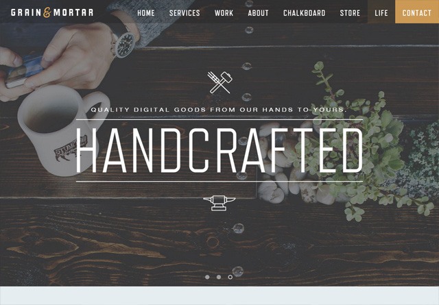 Earth-toned web design: Grain & Mortar