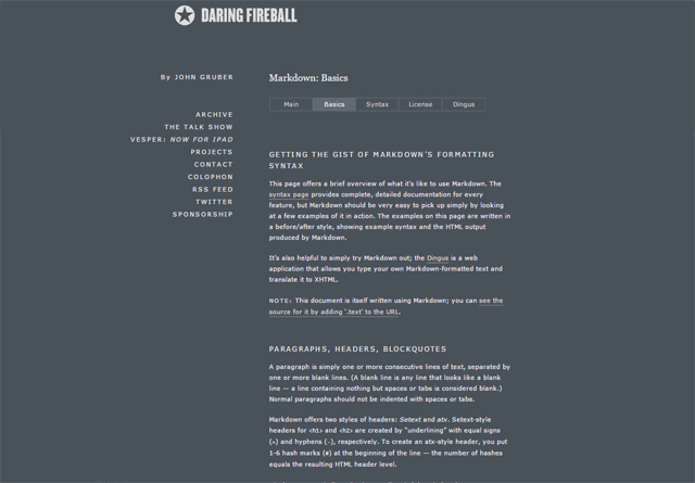 Daring Fireball: Markdown