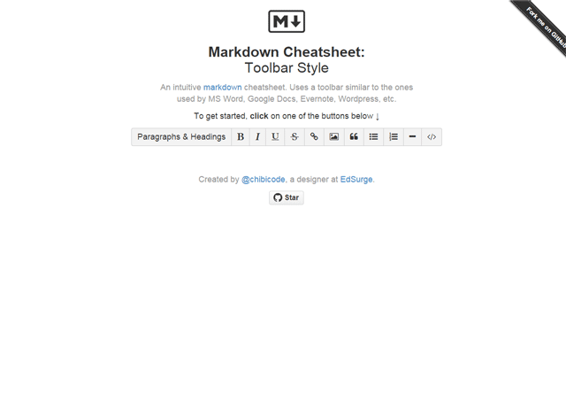 Markdown Cheatsheet: Toolbar Style