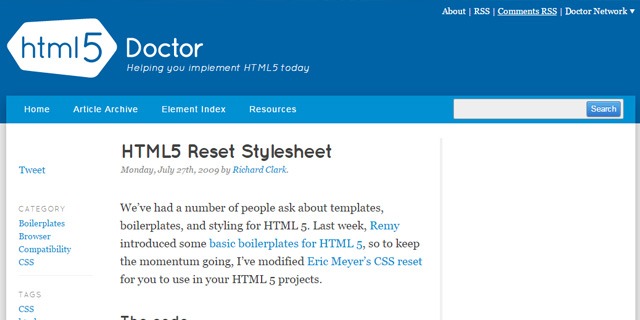 HTML5 Reset Stylesheet