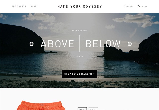 Screenshot of a clean website: Make Your Odyssey