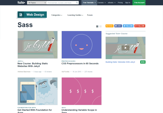 Sass at Tuts+ Code and Sass at Tuts+ Web Design