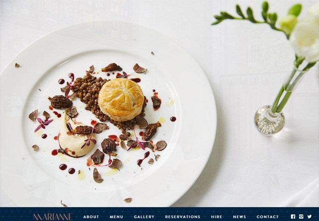 Image of a restaurant website: Marianne Restaurant