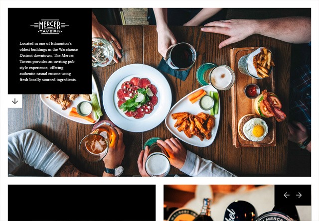 Image of a restaurant website: Mercer Tavern