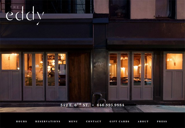 Image of a restaurant website: The Eddy NYC