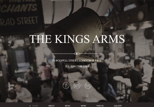 تصویر یک وب سایت رستوران: The Kings Arms