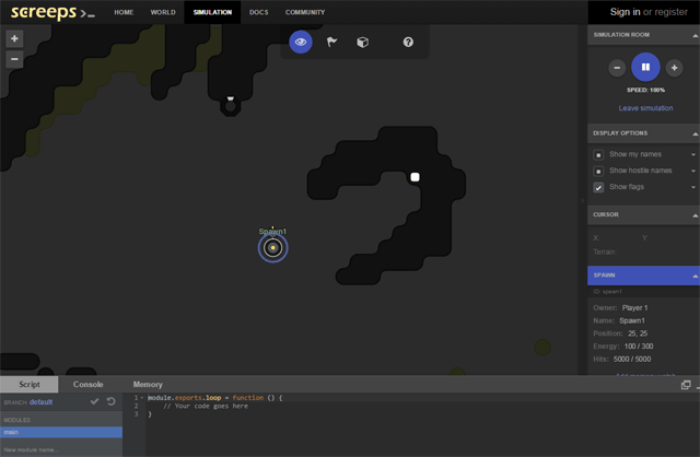 Screeps simulation