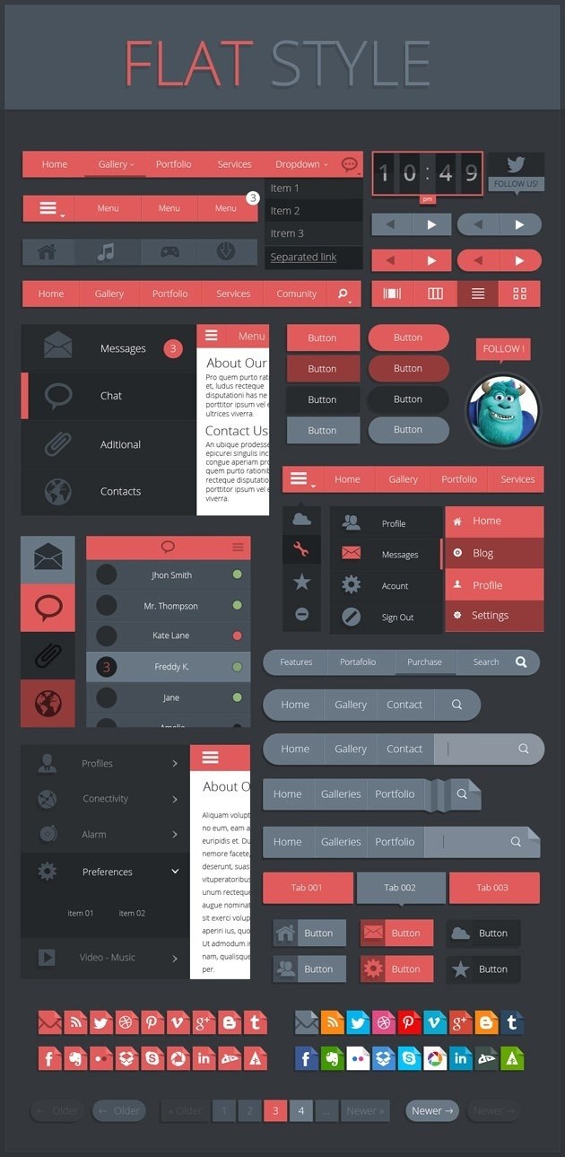 Flat Style GUI Set