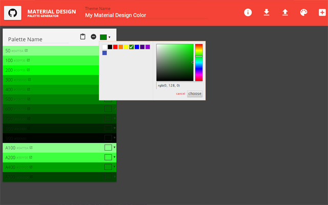 Material design palette generator example