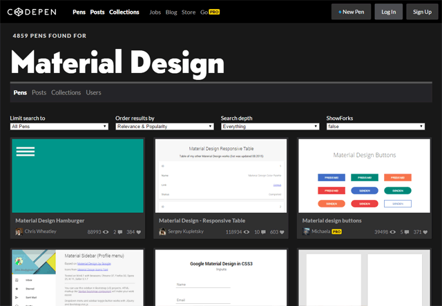 Material Design - CodePen